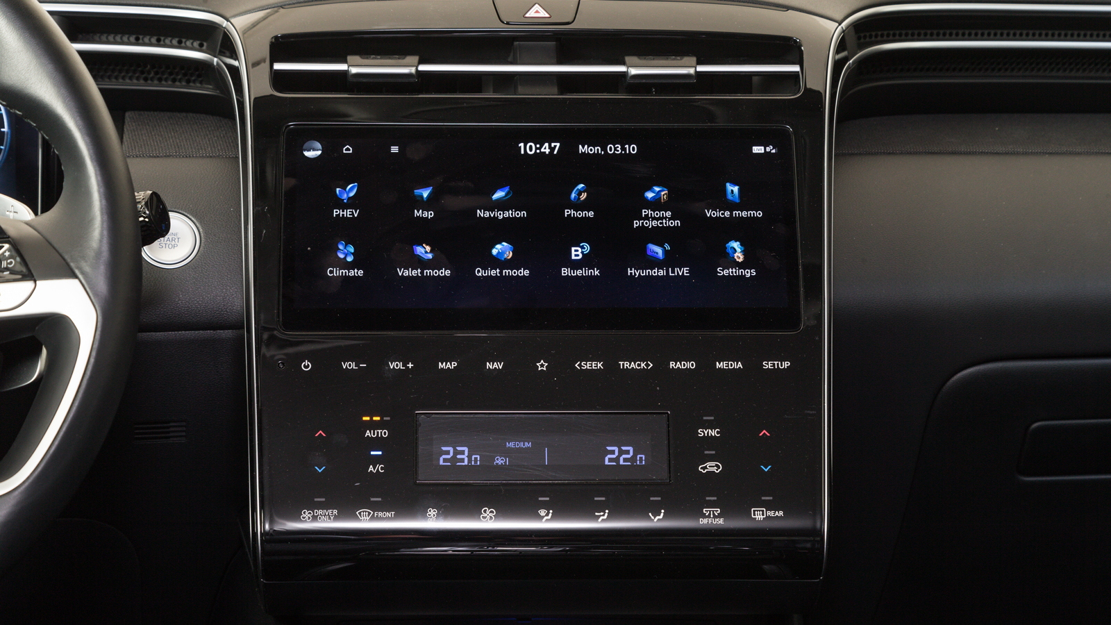 Η κεντρική οθόνη είναι χωνευτή μέσα στο ταμπλό